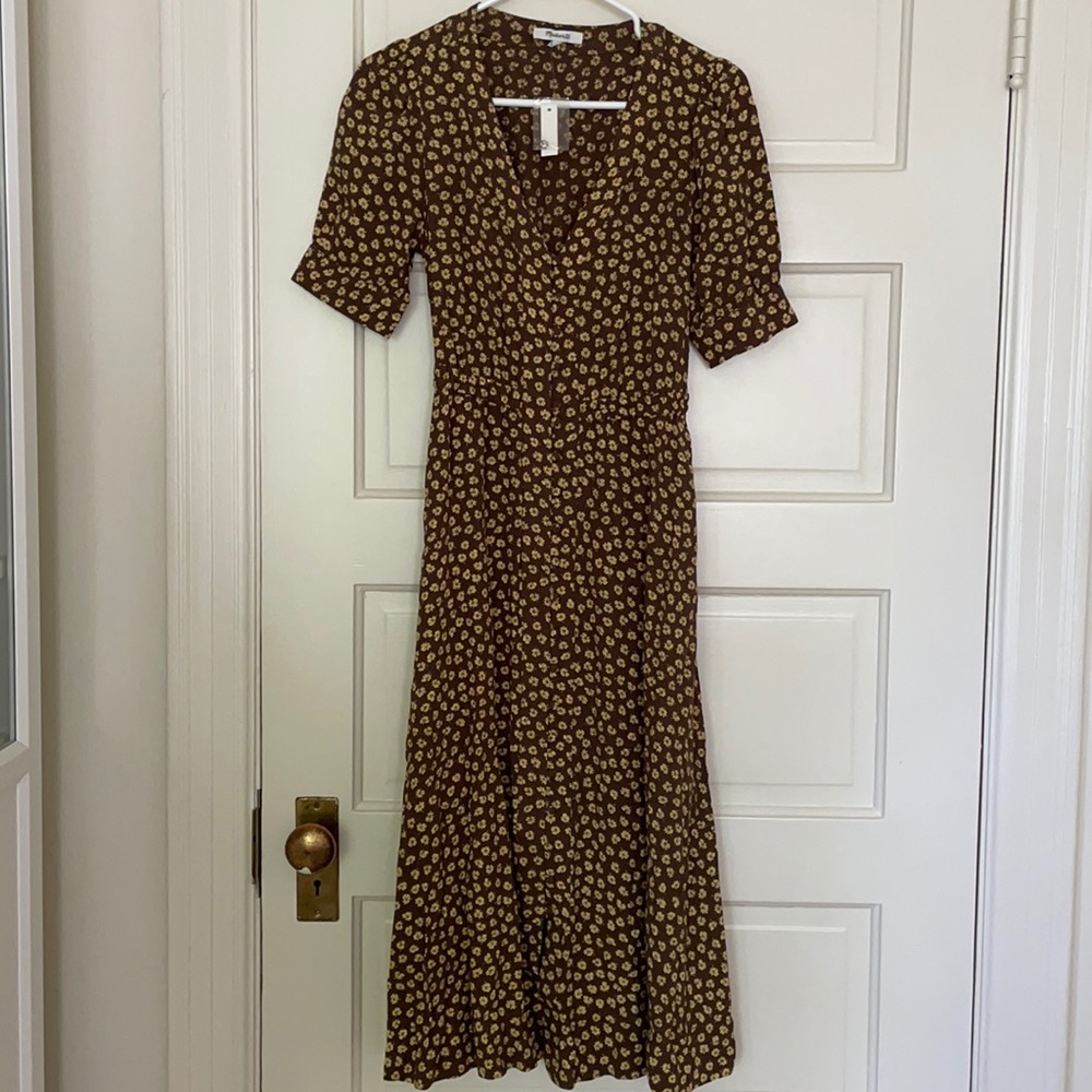Madewell Brown Floral Midi Dress sz00